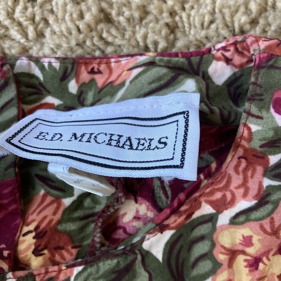 ED Michaels Vintage 80s Floral Dress Button Down Back w Pockets Romantic 11/12* - Picture 11 of 13